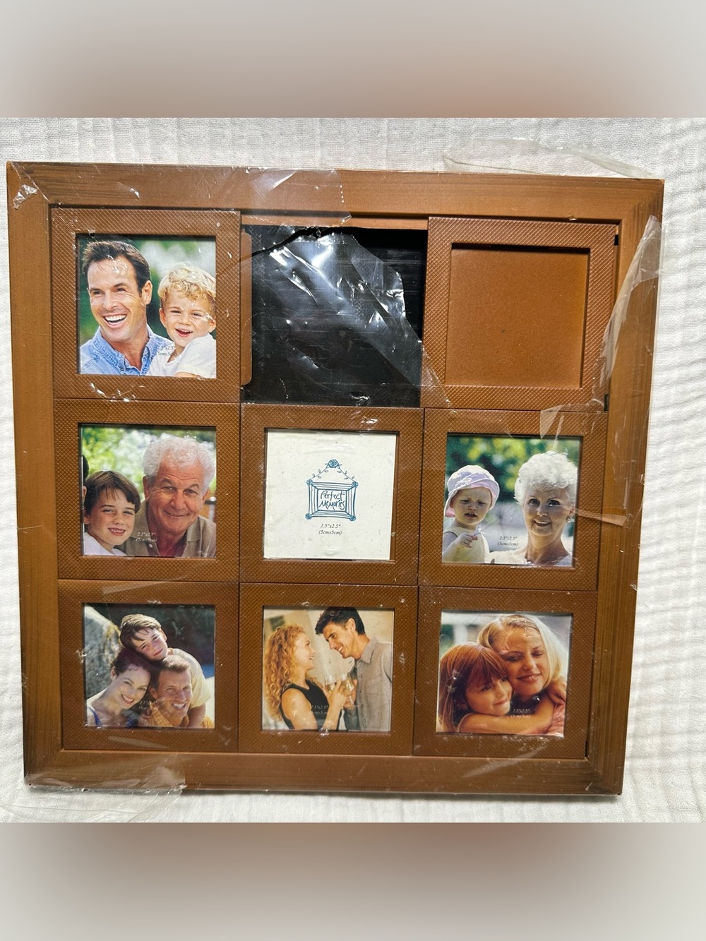 VTG 90 Interactive Sliding Collage Picture Frame-Desktop Nostalgia Faux Wood NOS